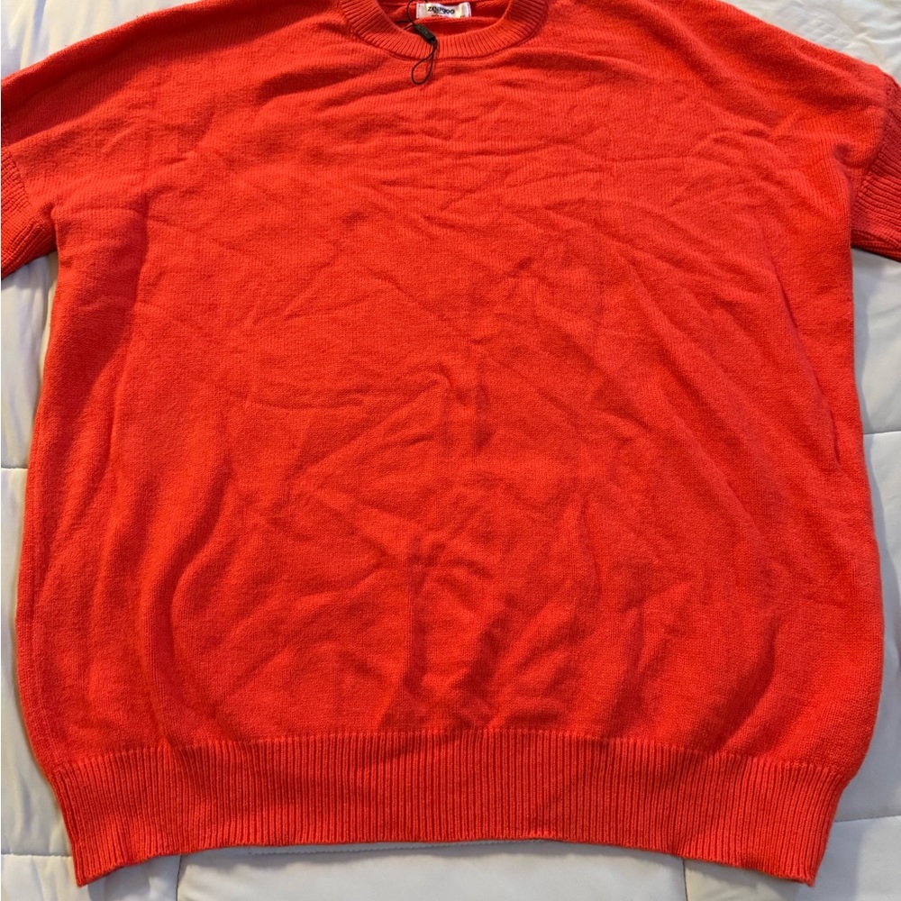 Zeagoo Orange Knit Crewneck Sweater XXL Soft Ribbed Hem Long Sleeve NWT Fall Top